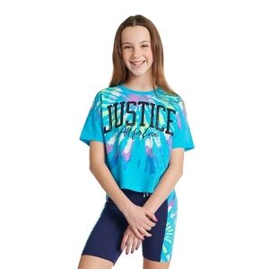 Justice - Girls' Oversized Blue Tie-Dye T-Shirt And Bike Short Set